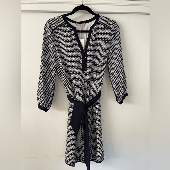 Banana Republic Dress Navy/White Chain Link Riviera 3/4 sleeve - Picture 6 of 7